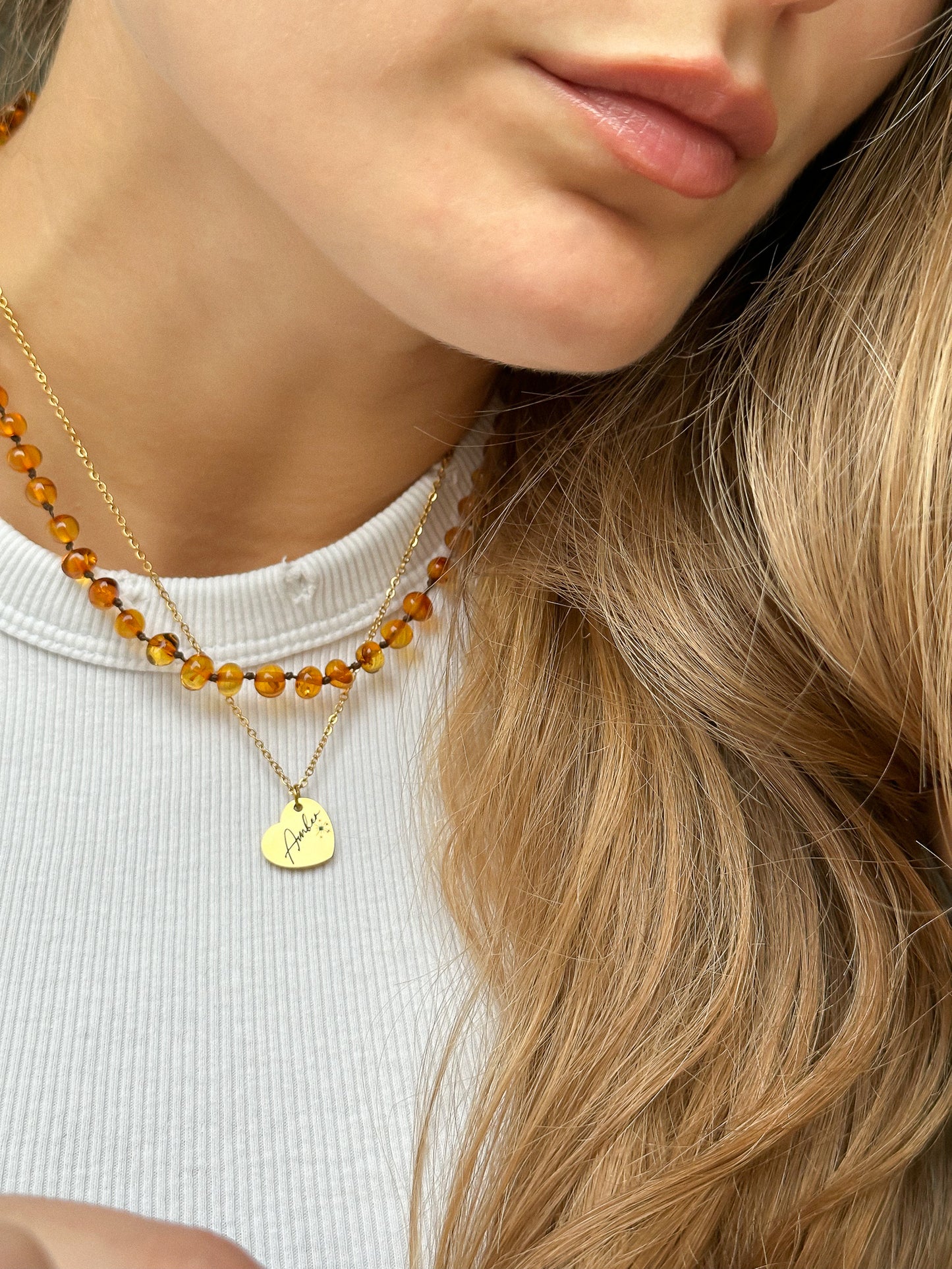 Stainless steal engraved heart necklace for women