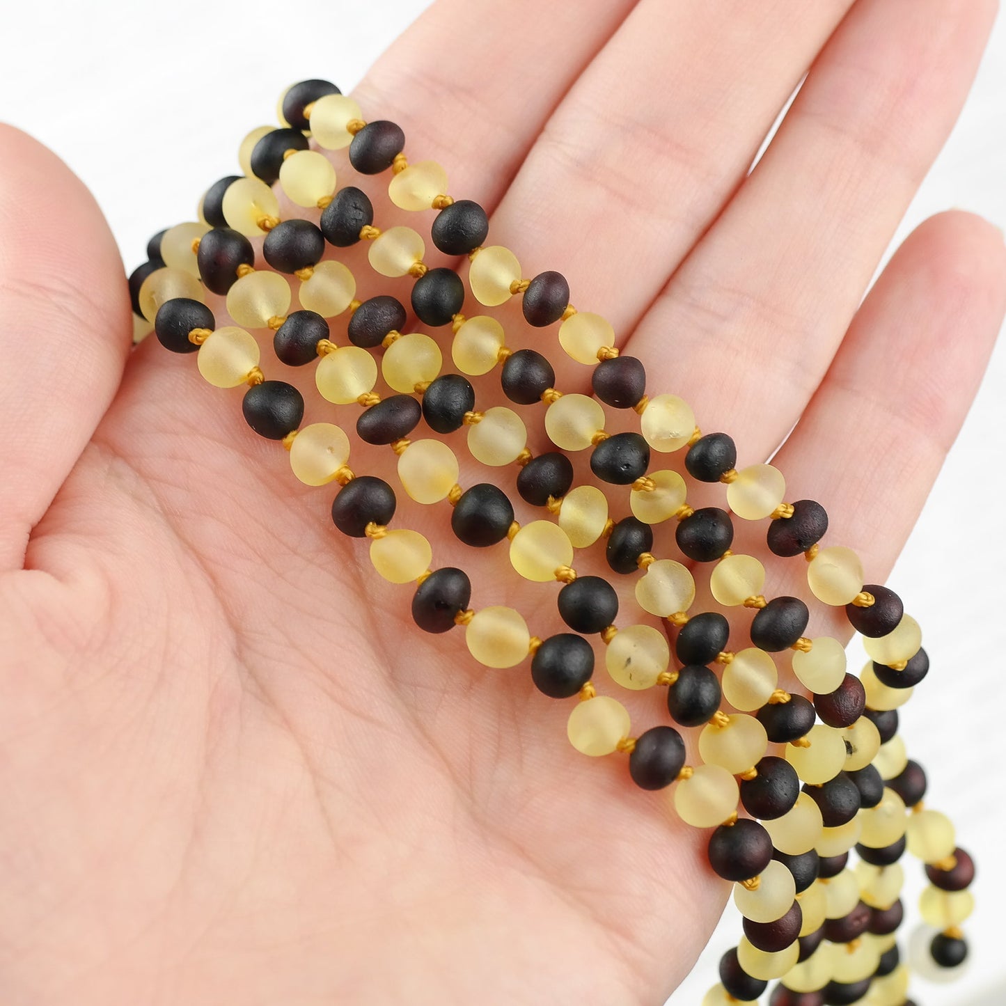 Raw natural amber necklace for kids