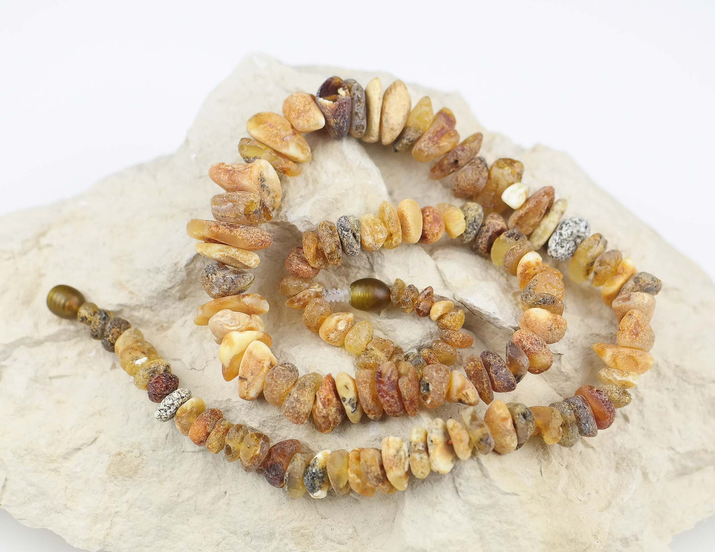 Raw amber chip style necklace