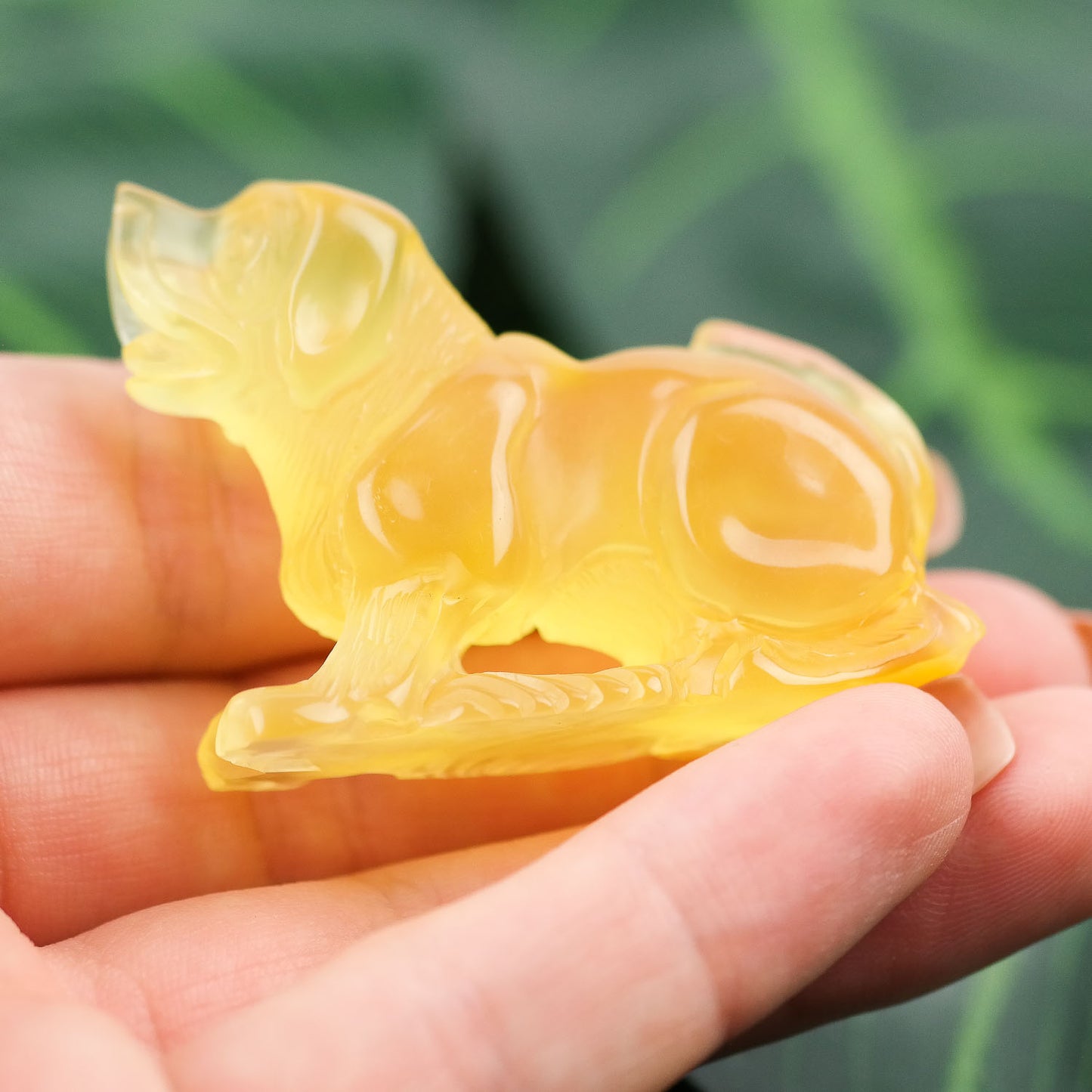 Hand carved Baltic amber figurine for dog owners