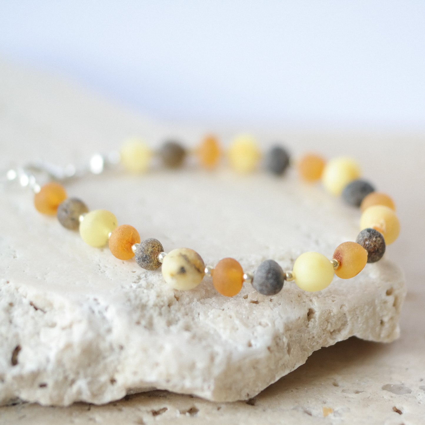Natural raw Baltic amber set for women