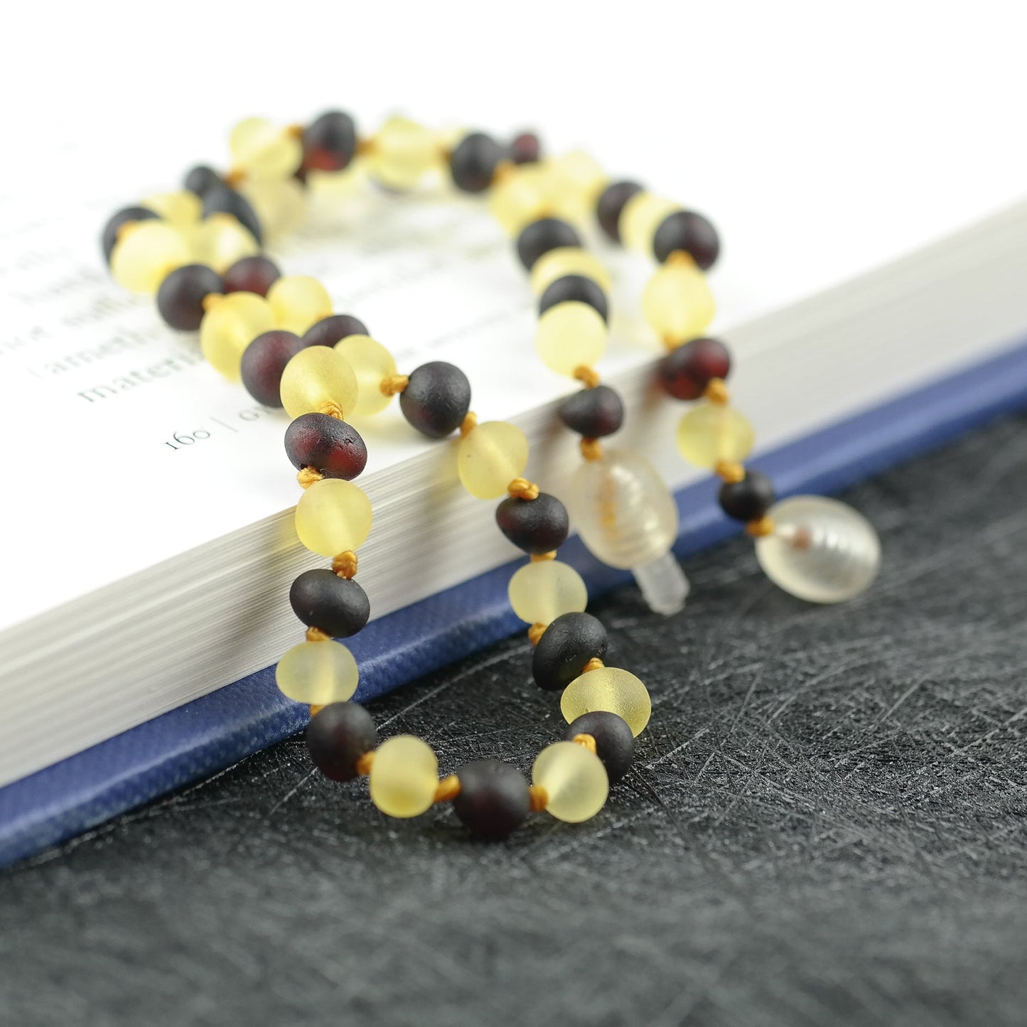 Raw natural amber necklace for kids