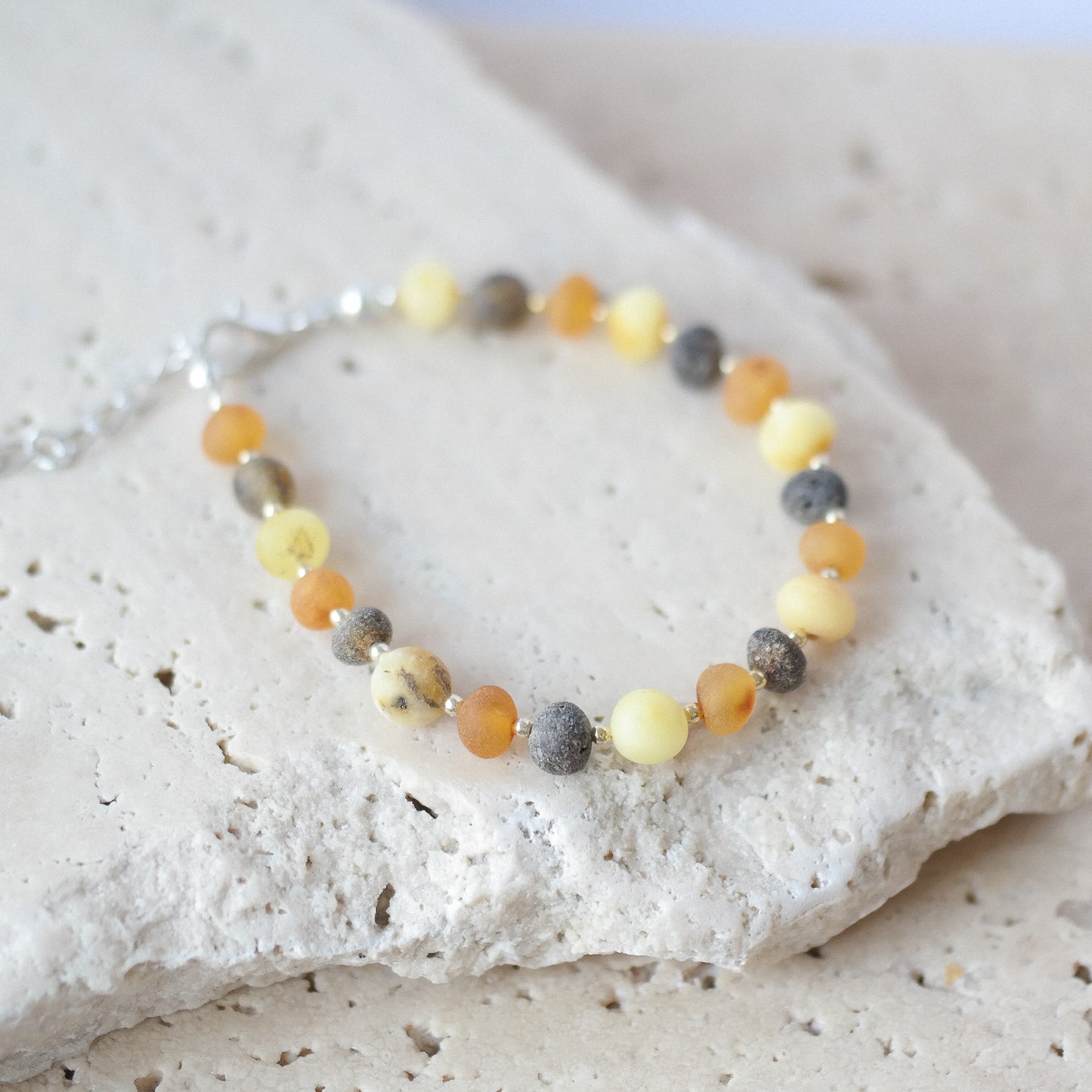 Natural raw Baltic amber set for women