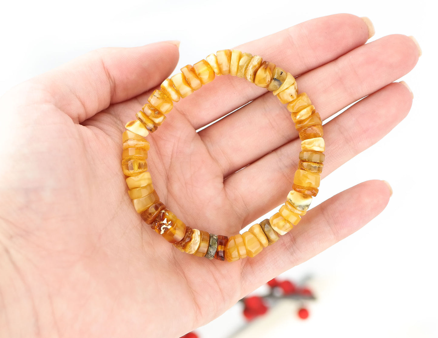 Natural amber bracelet from butterscotch beads
