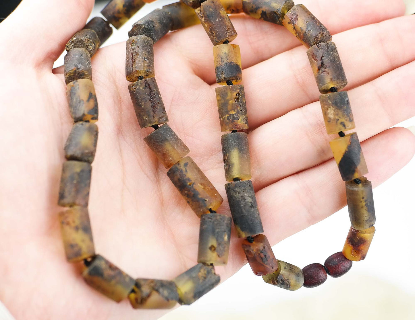 Raw amber necklace for men
