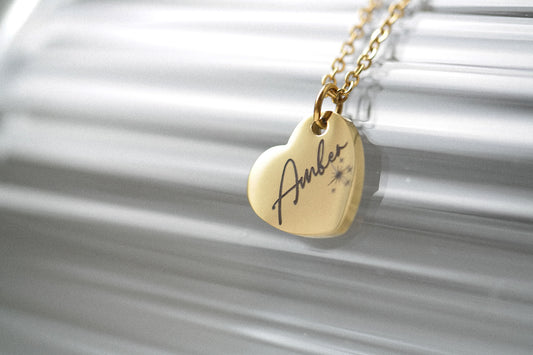 Stainless steal engraved heart necklace for women
