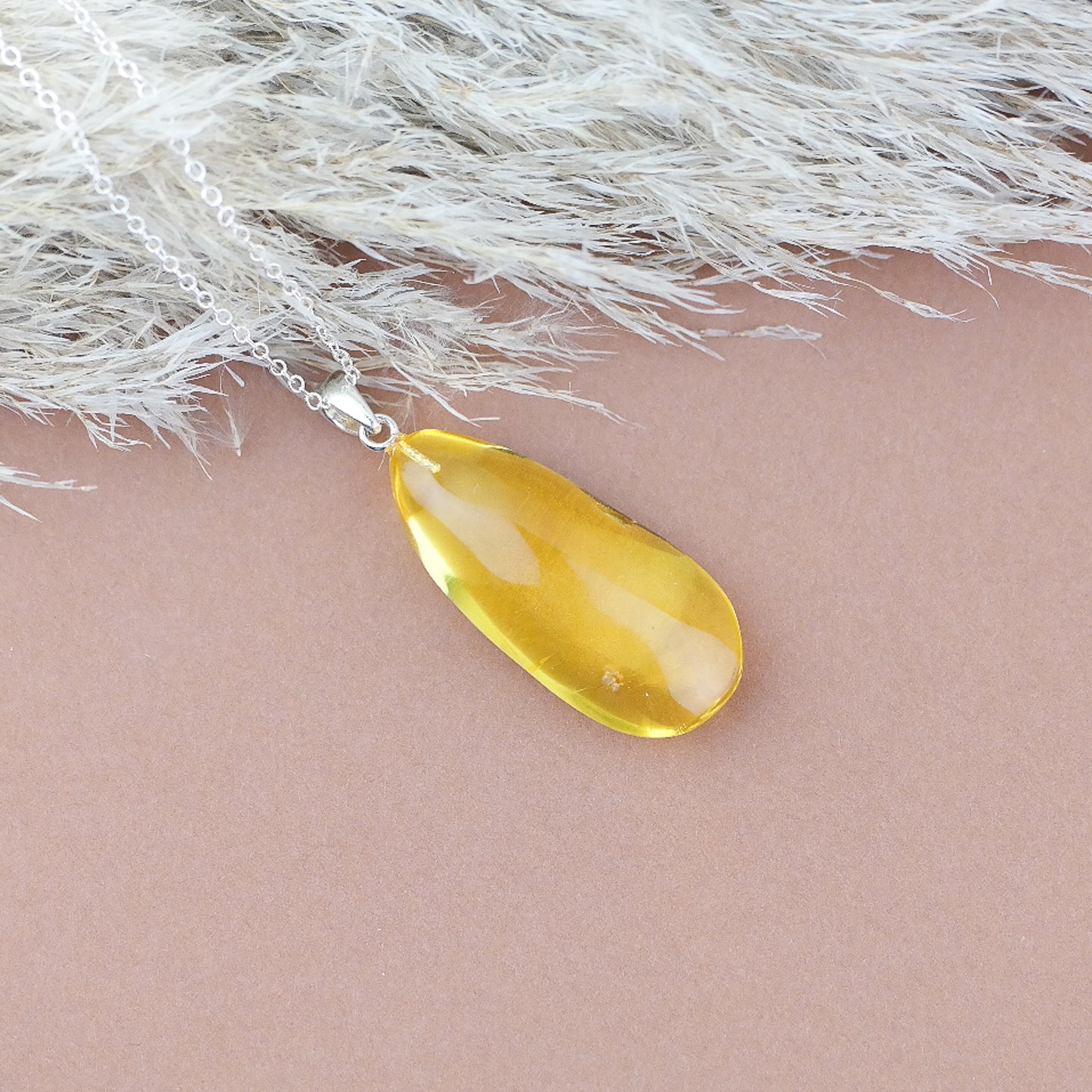 Beautiful lemon colour pendant from natural Baltic amber