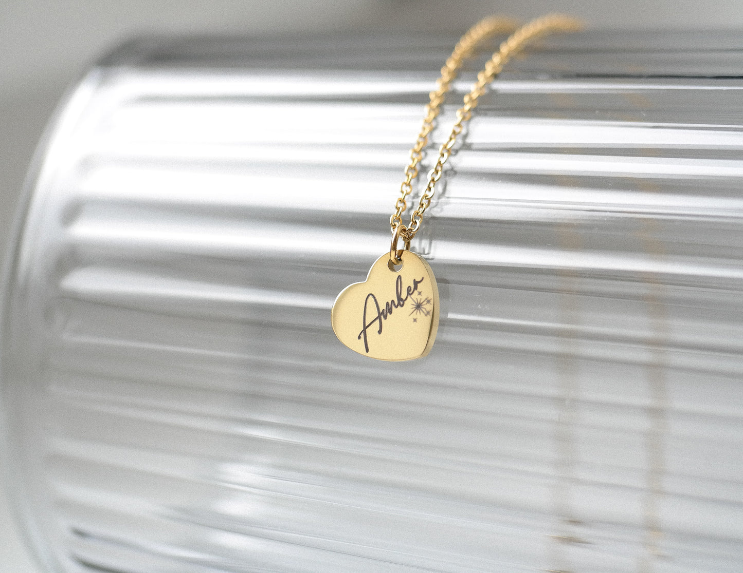 Stainless steal engraved heart necklace for women