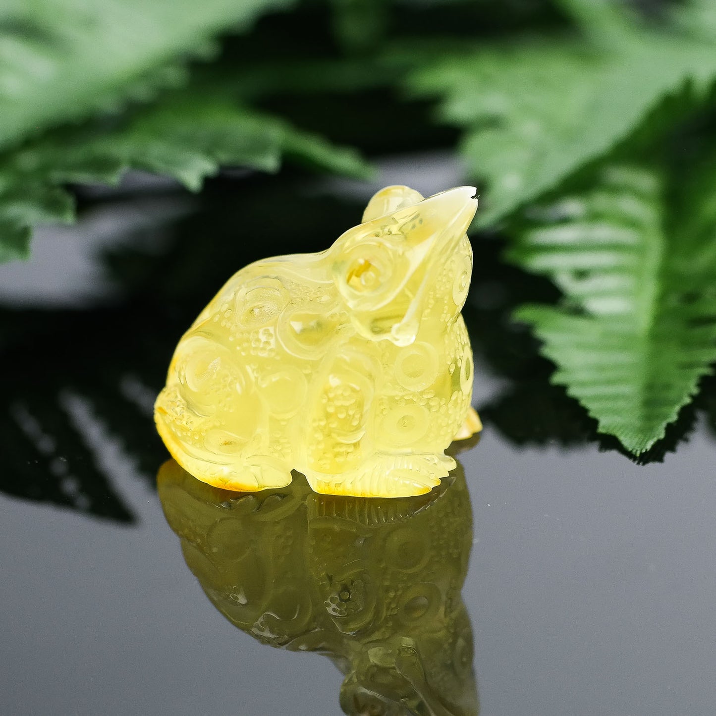 Hand carved natural Baltic amber frogs perfect as a housewarming gift