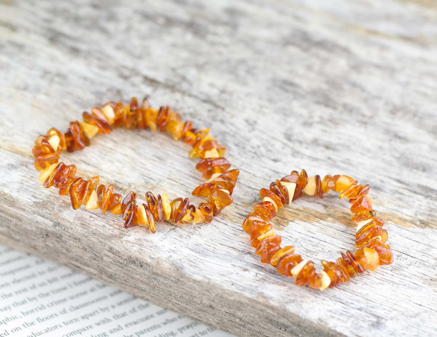 Cognac chip style amber bracelets