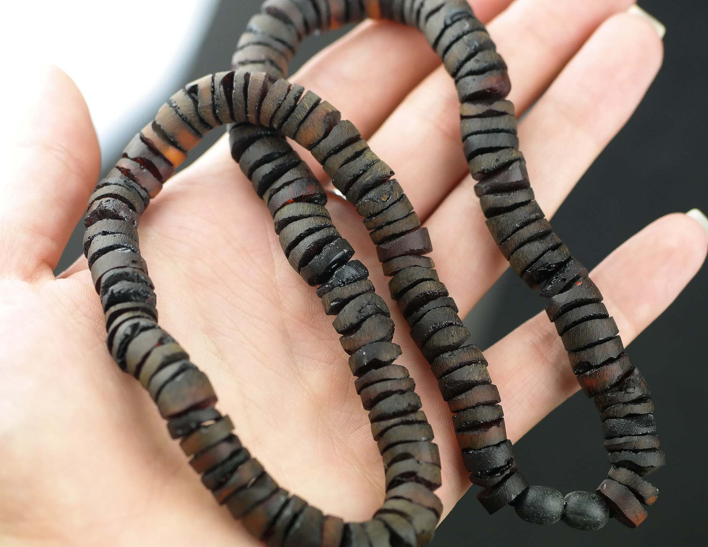 Raw cherry amber necklace for men