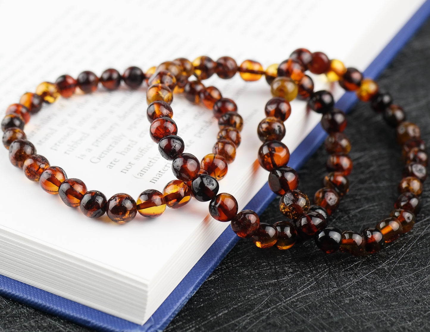 Dark cognac unisex amber bracelets
