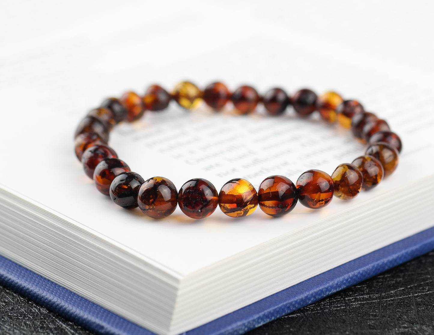 Dark cognac unisex amber bracelets