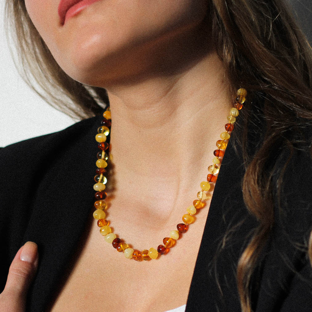 Baltic amber necklace from large baroque beads