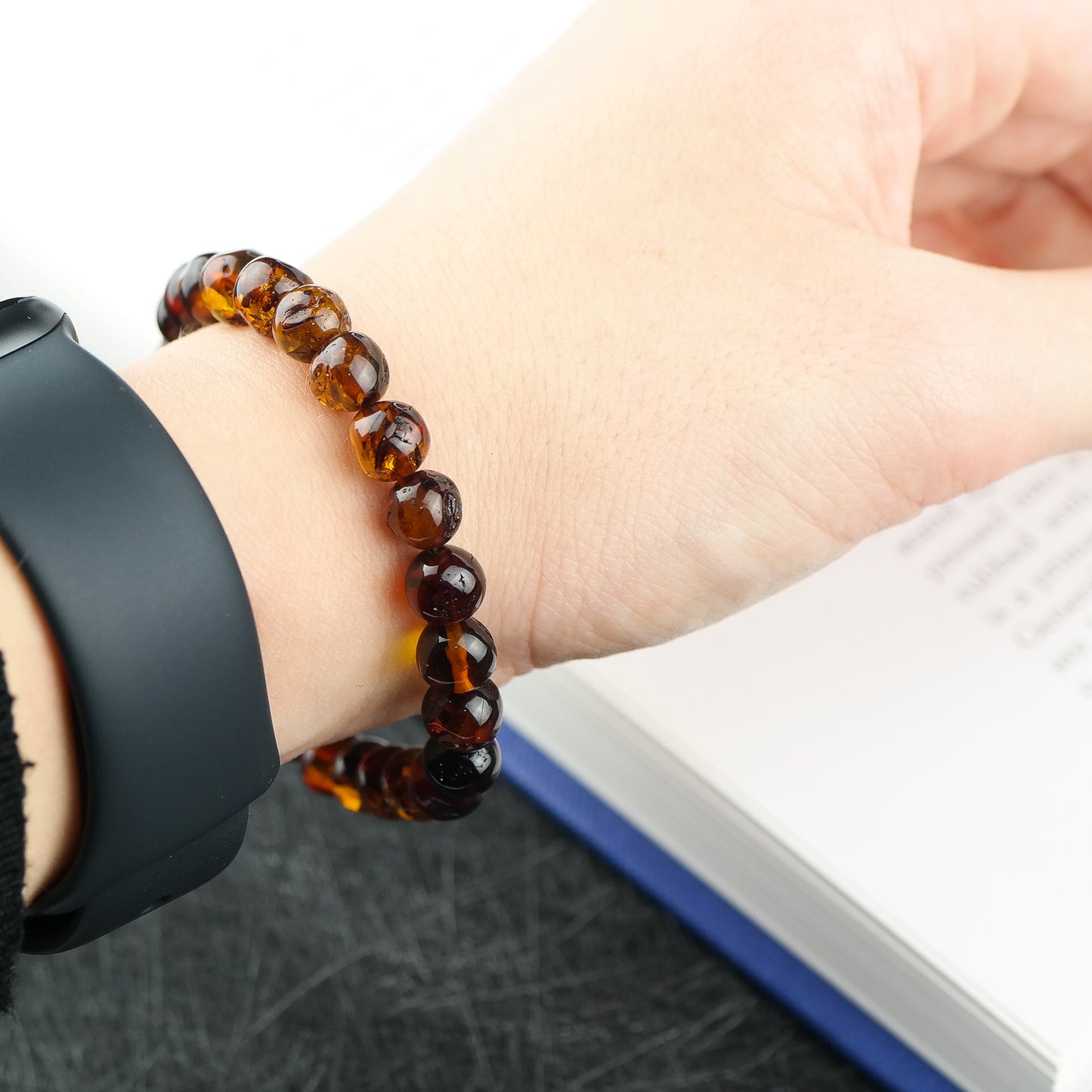 Dark cognac unisex amber bracelets