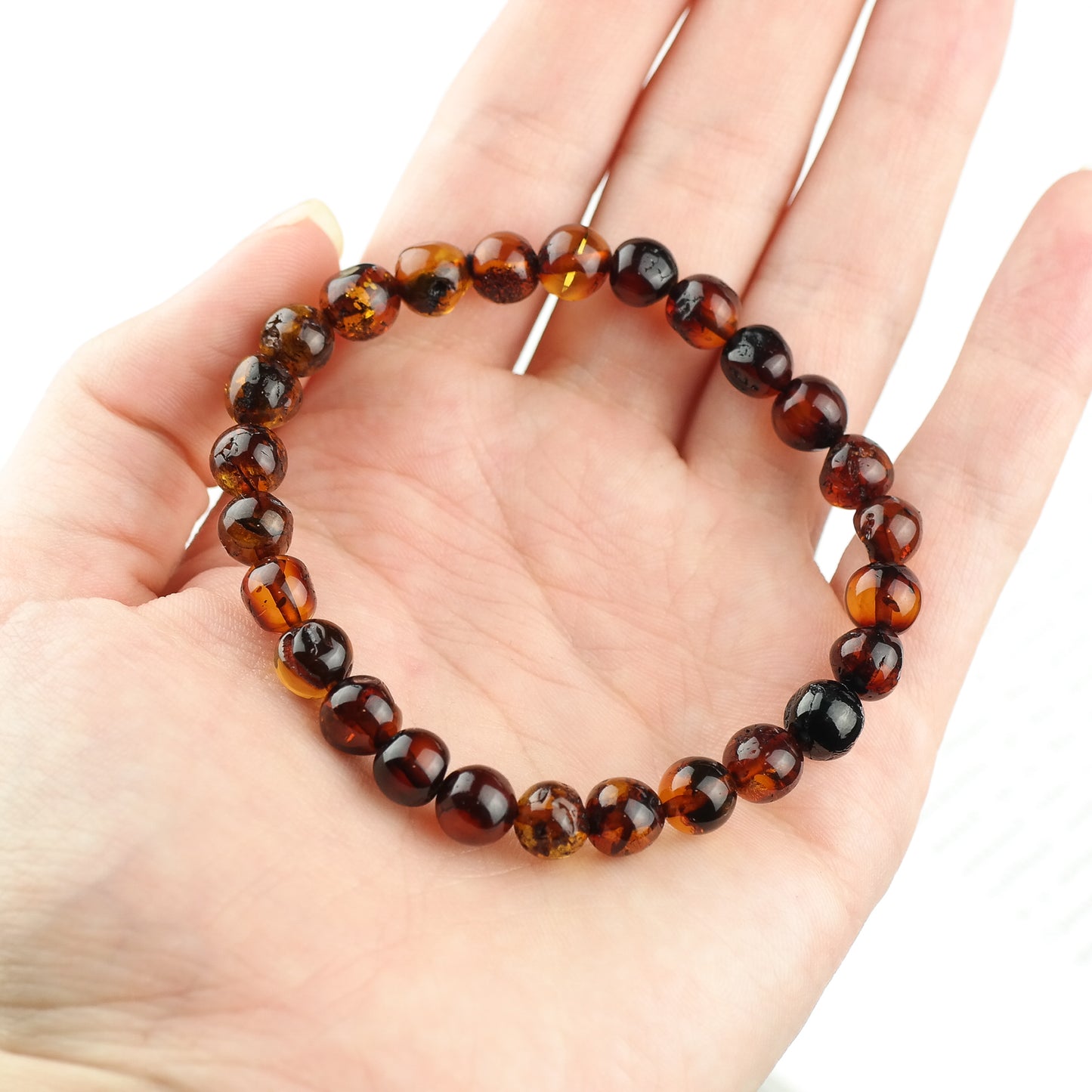 Dark cognac unisex amber bracelets