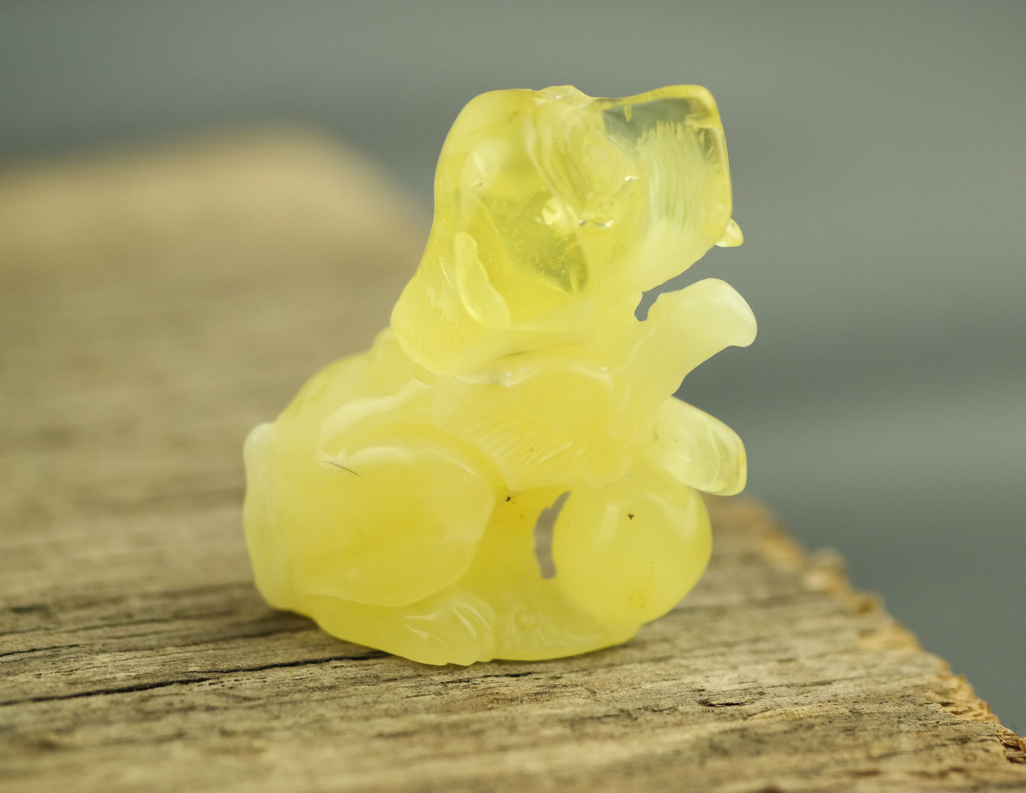 Hand carved natural Baltic amber DOG figurine for home decor