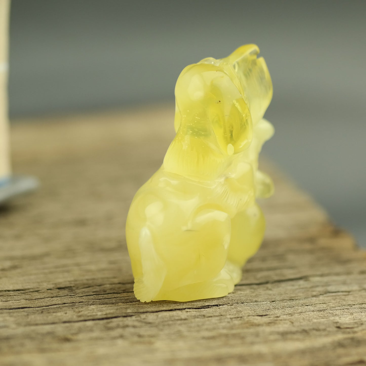 Hand carved natural Baltic amber DOG figurine for home decor