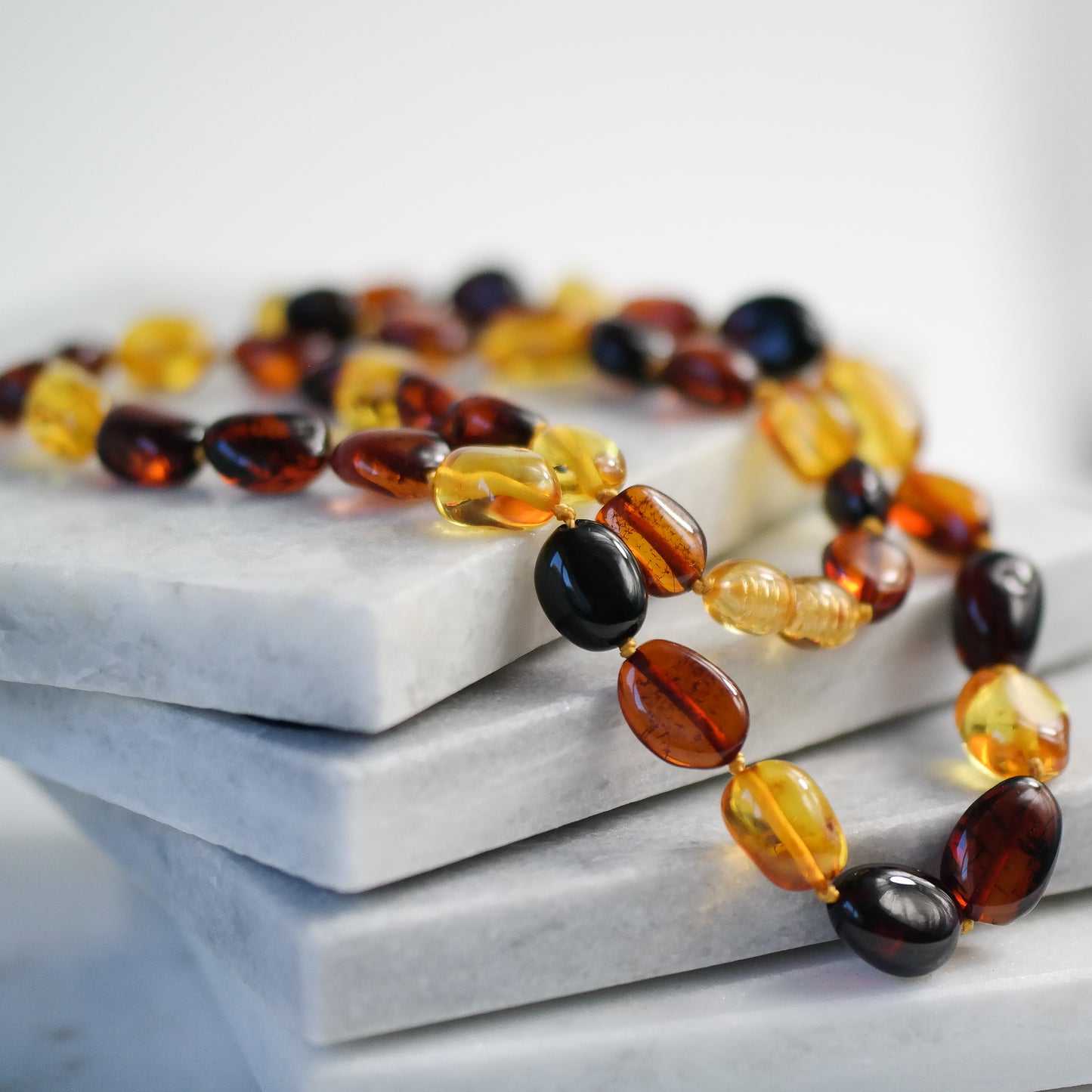 Colourful amber women necklace