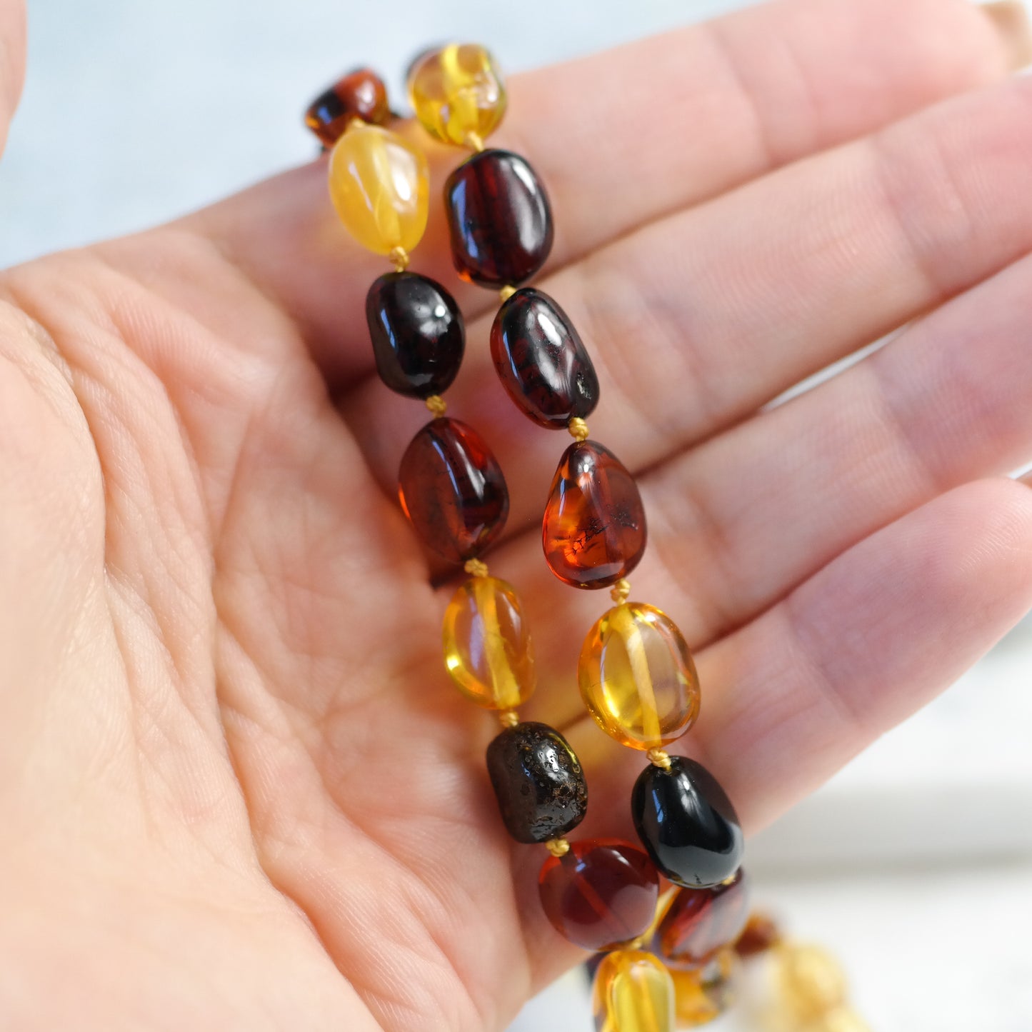 Colourful amber women necklace