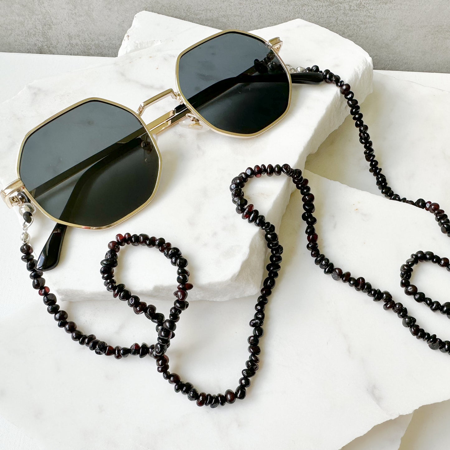 Unisex natural Baltic amber sunglasses chain