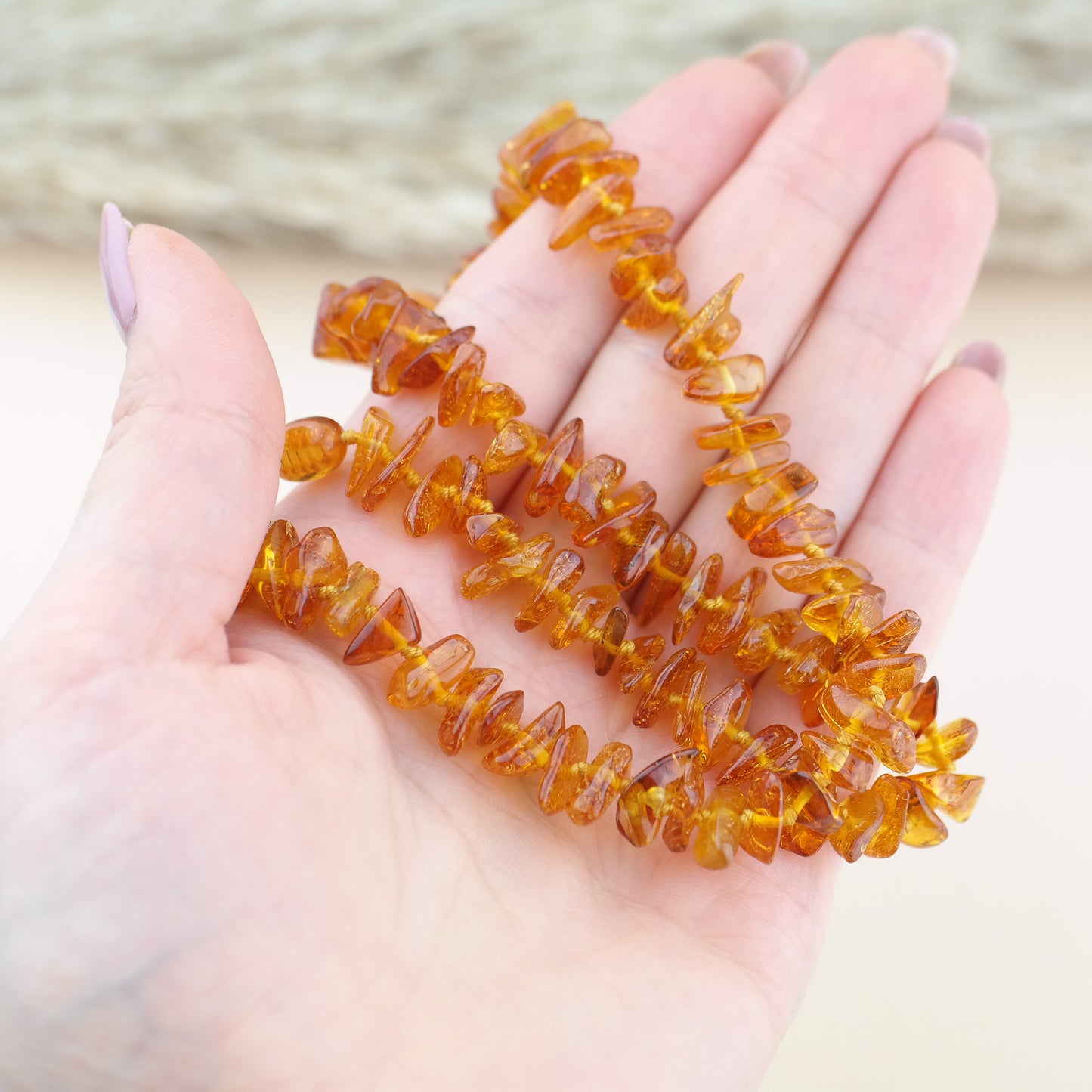 Chip style natural Baltic amber necklaces