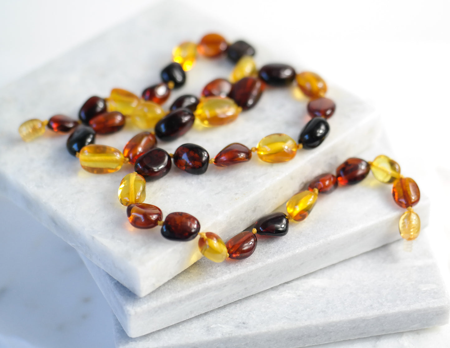Colourful amber women necklace