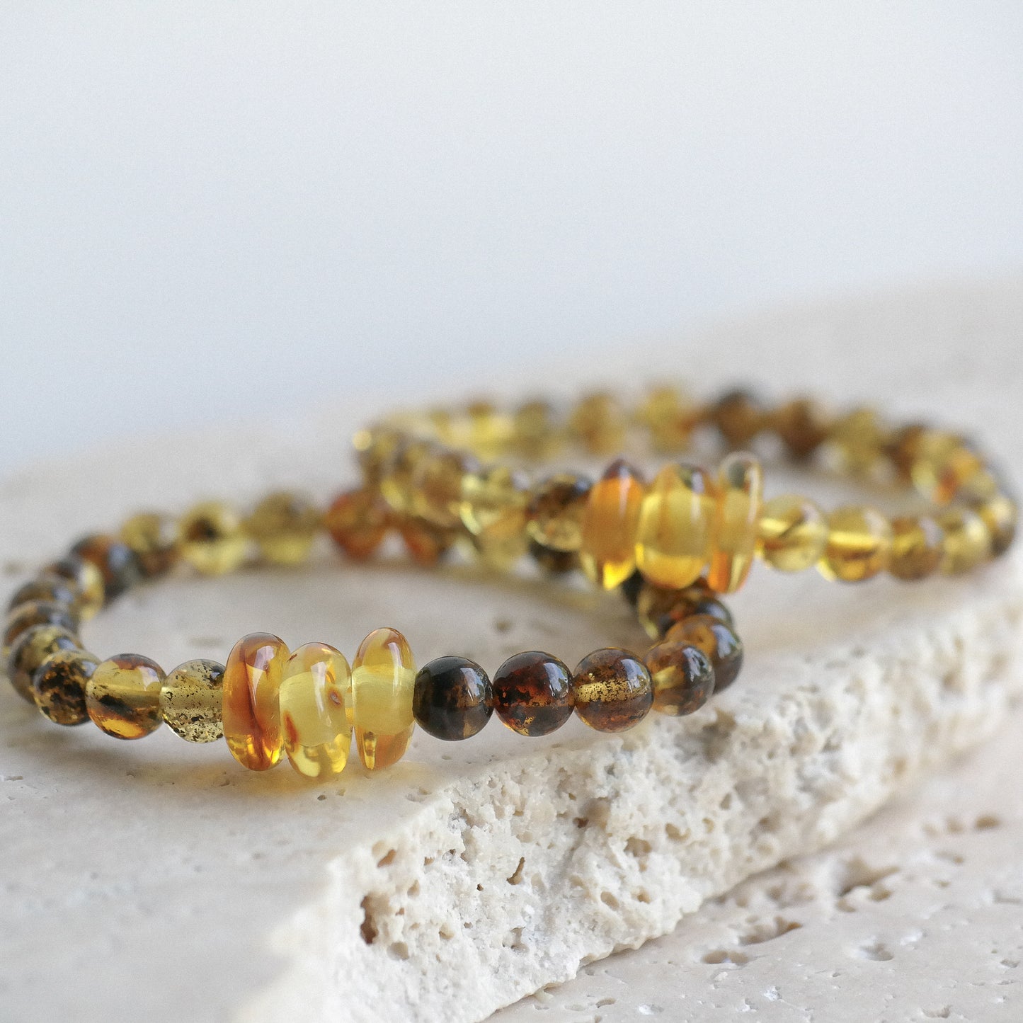 Beautiful lemony green amber bracelets for women