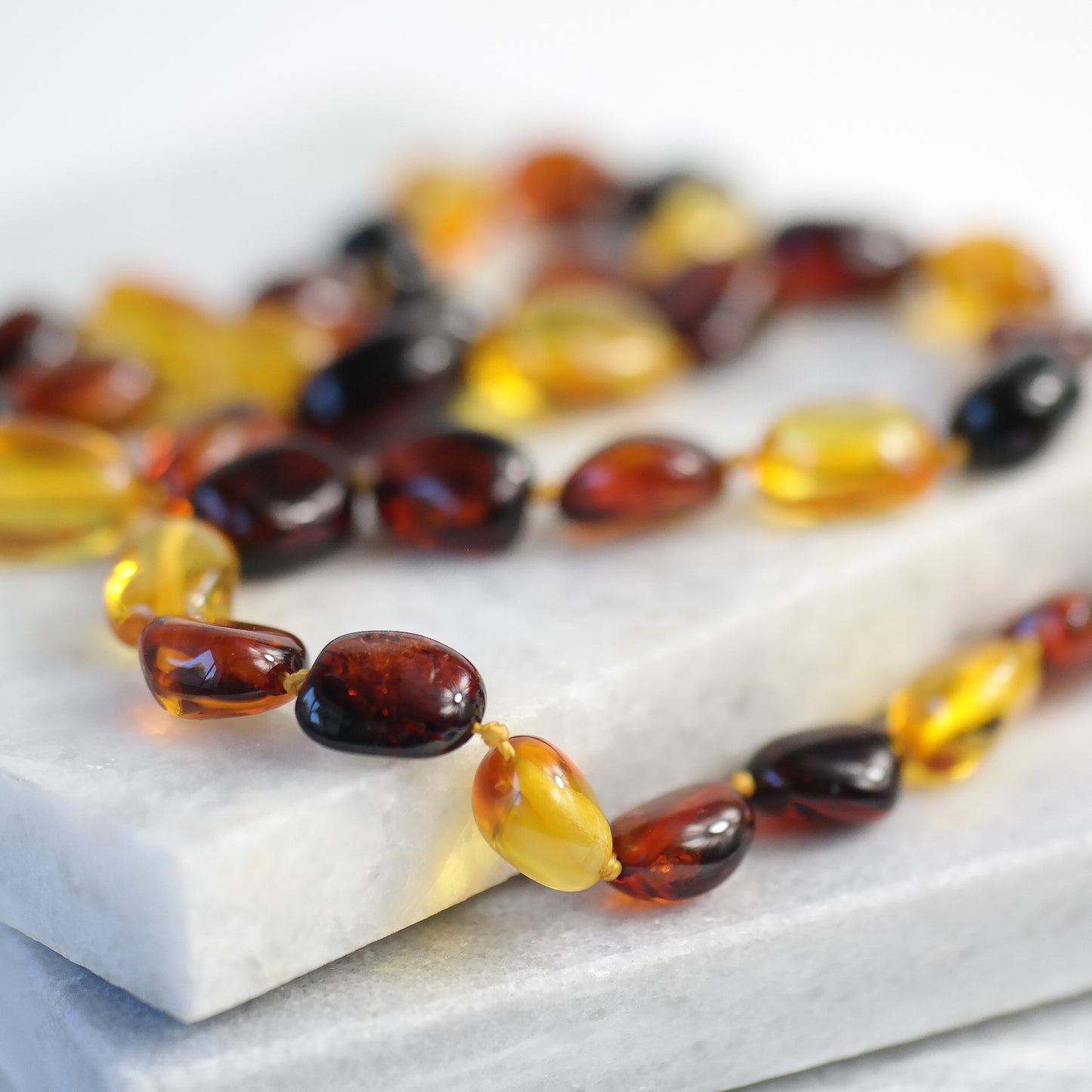 Colourful amber women necklace