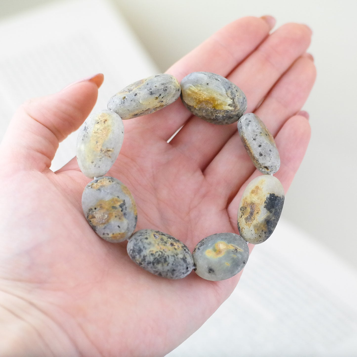 Stunning raw amber bracelet from large bean beads