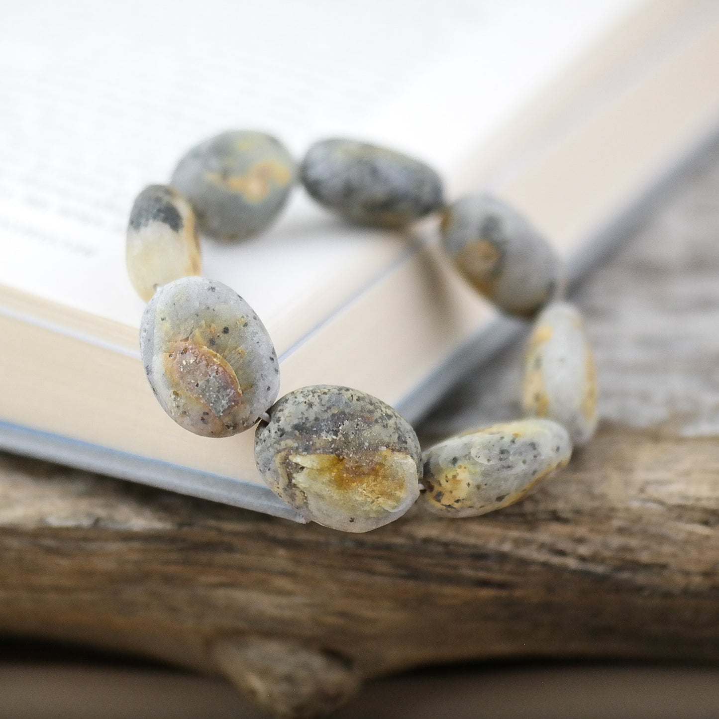 Stunning raw amber bracelet from large bean beads