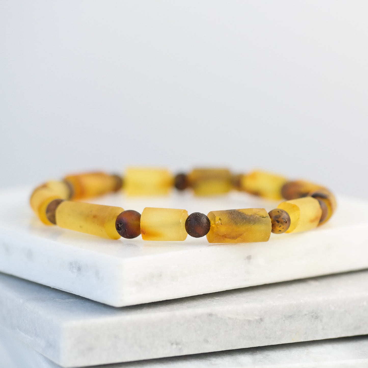 Raw lemon amber bracelet for men and women