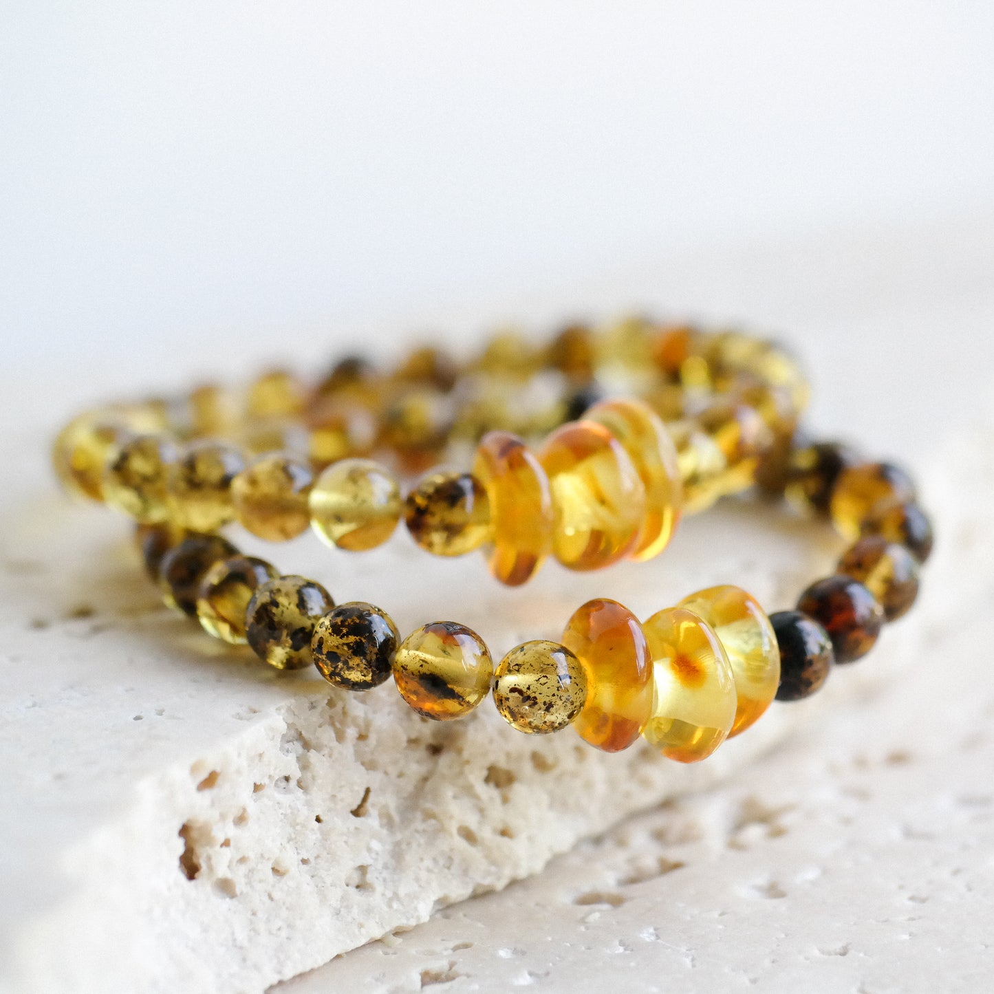Beautiful lemony green amber bracelets for women