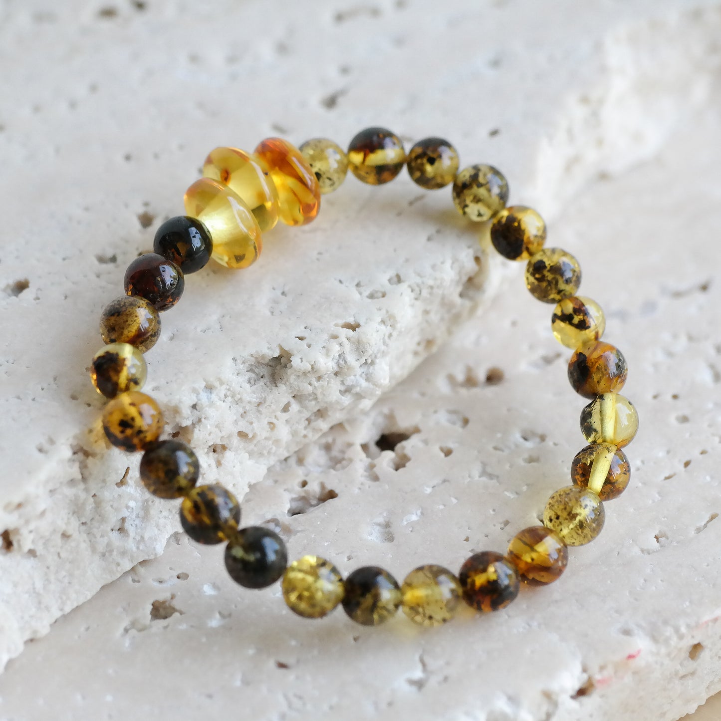 Beautiful lemony green amber bracelets for women