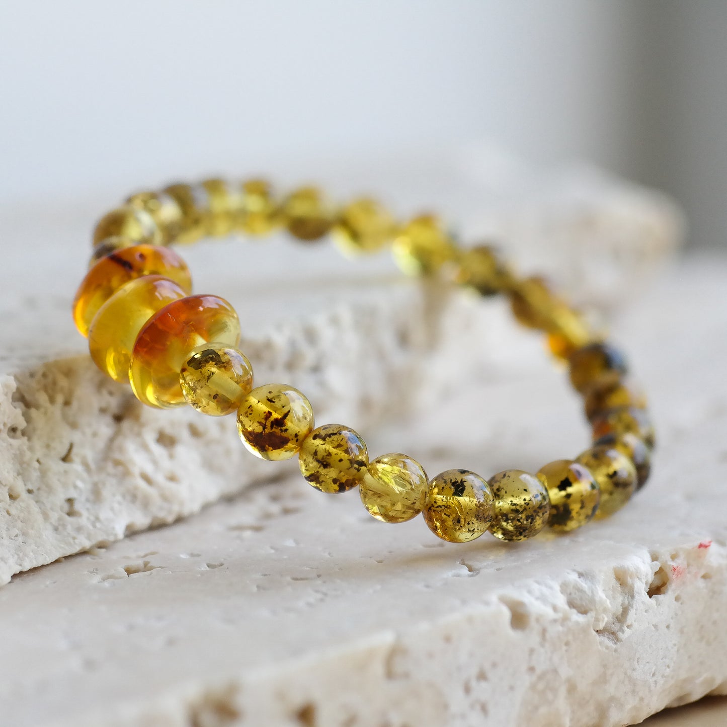 Beautiful lemony green amber bracelets for women