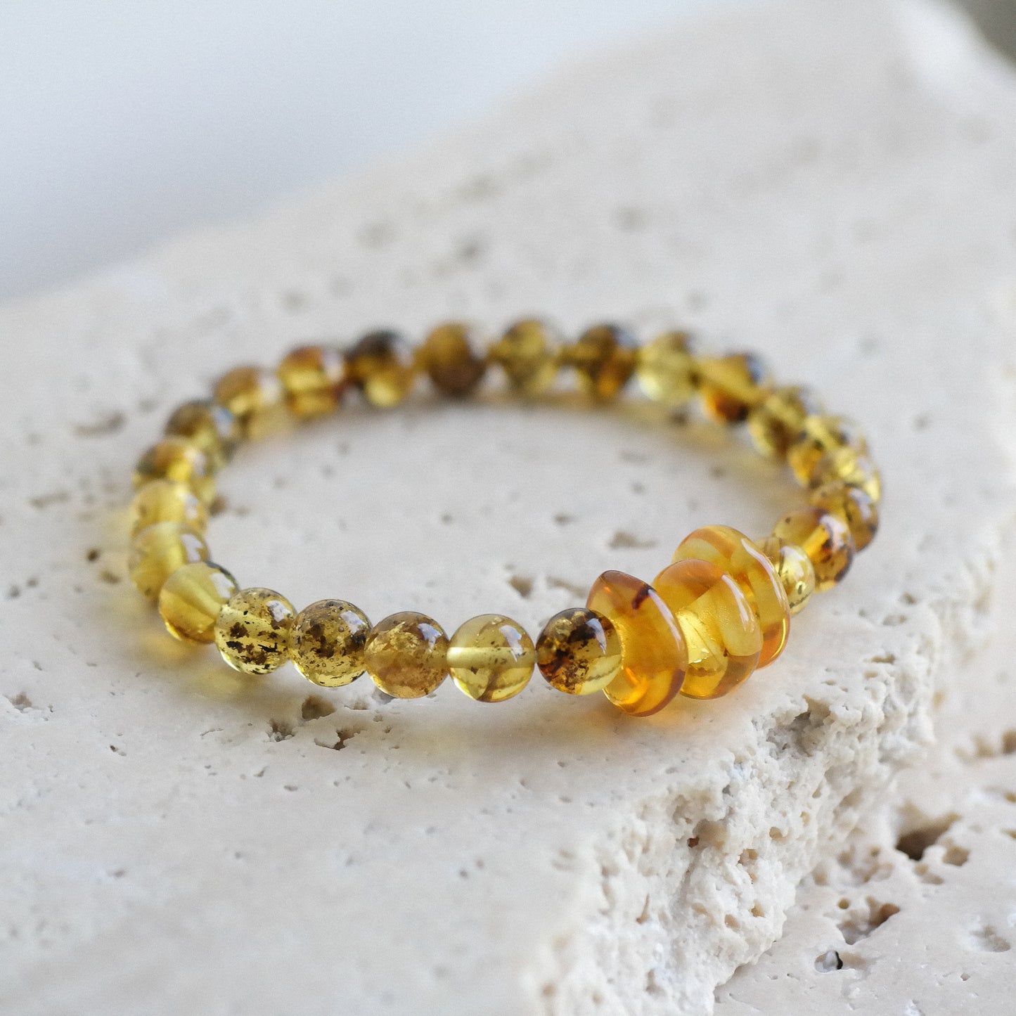Beautiful lemony green amber bracelets for women