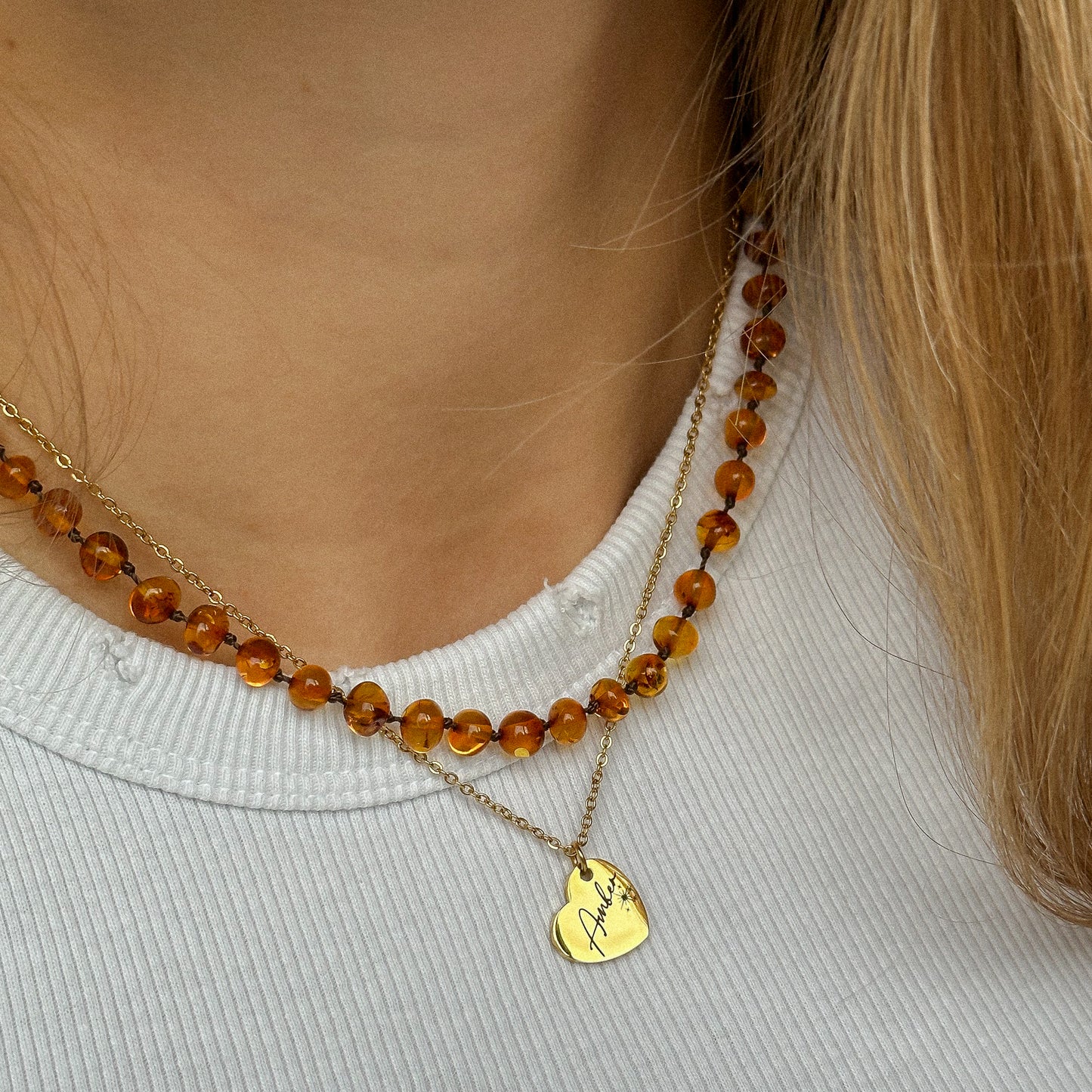 Stainless steal engraved heart necklace for women