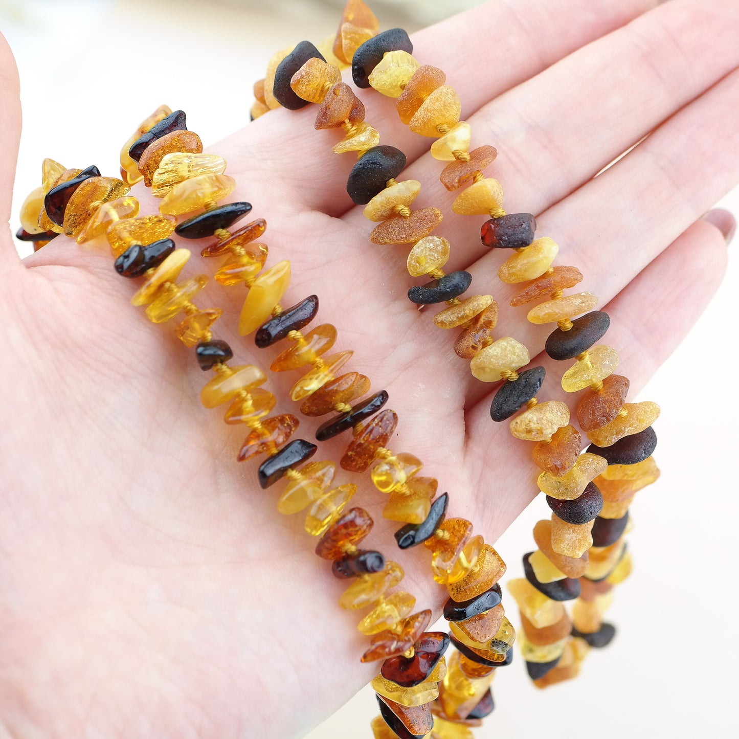 Chip style natural Baltic amber necklaces