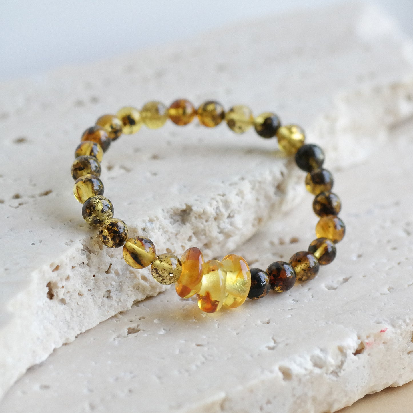 Beautiful lemony green amber bracelets for women