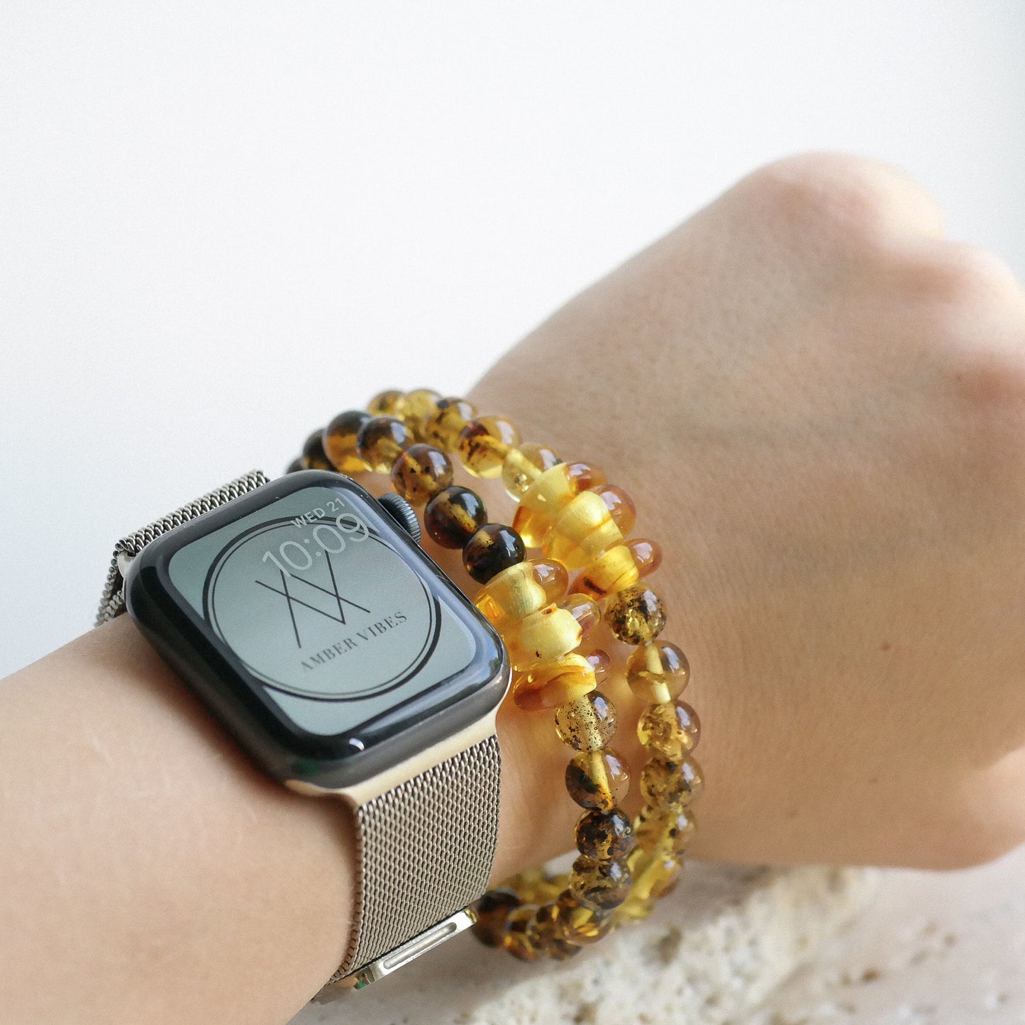Beautiful lemony green amber bracelets for women