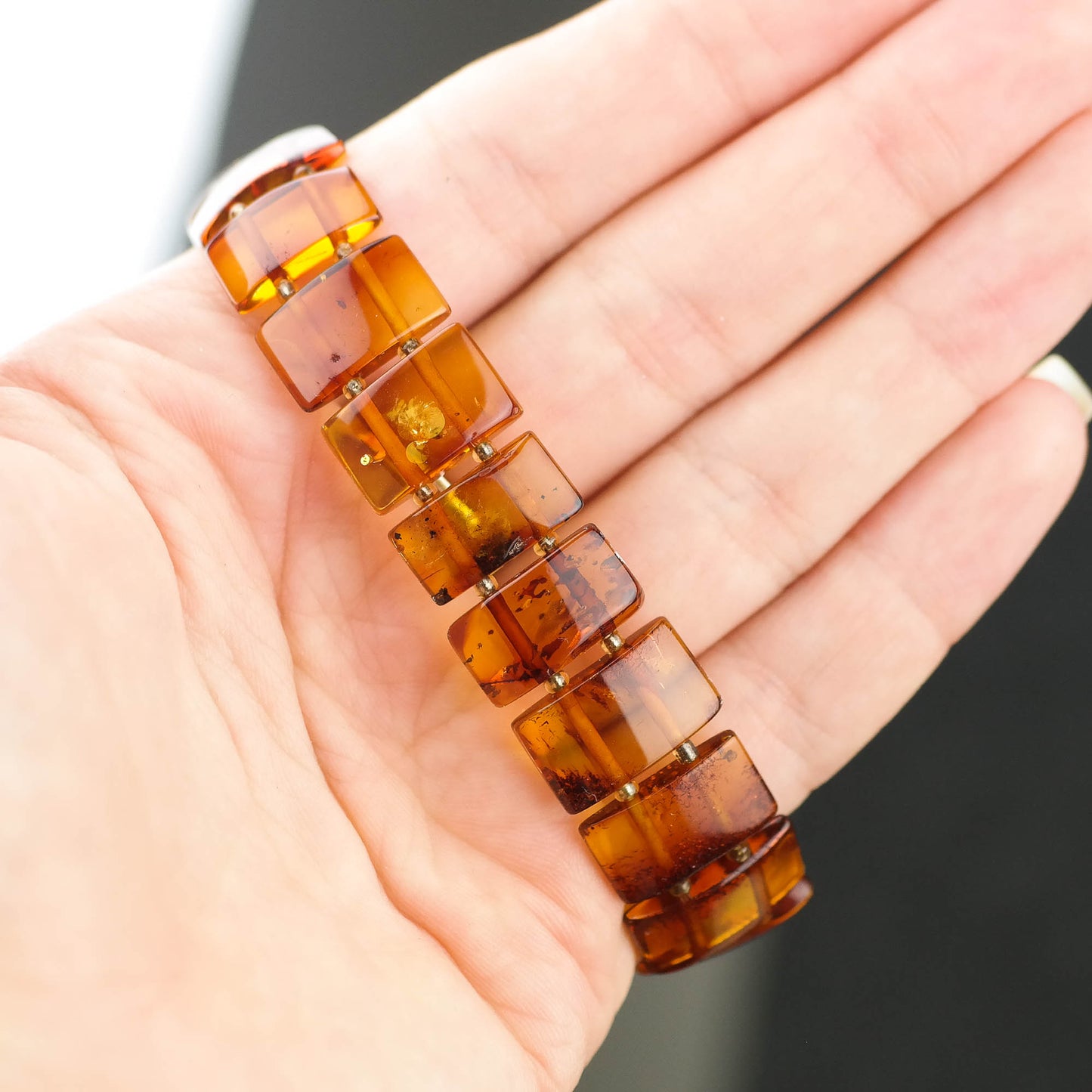 Beautiful cognac amber bracelet