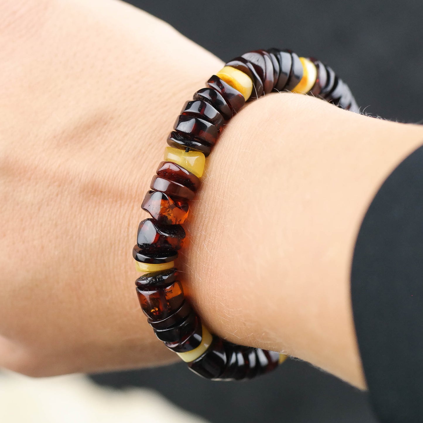 Beaded cherry amber bracelet