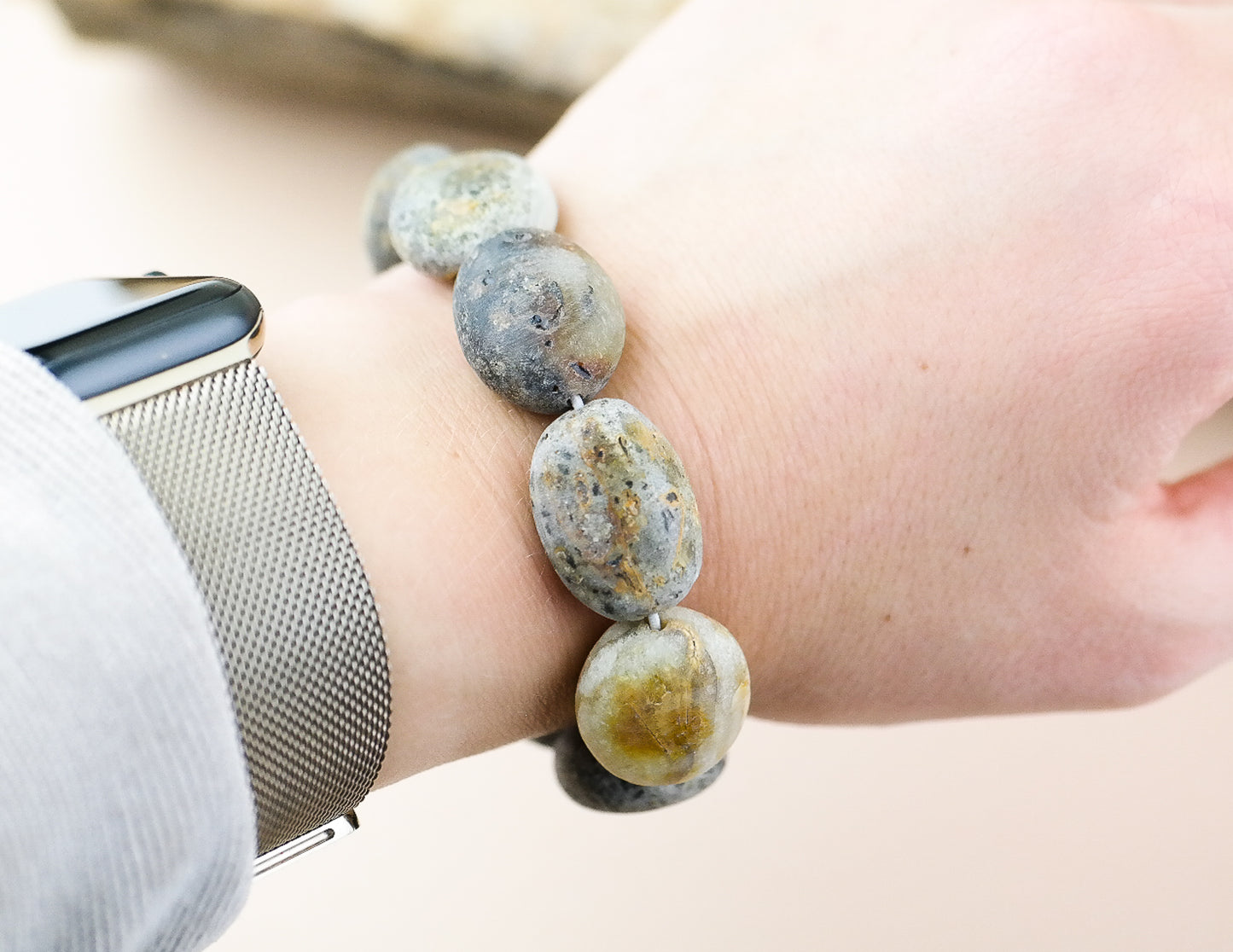 Unique raw amber bracelet for women
