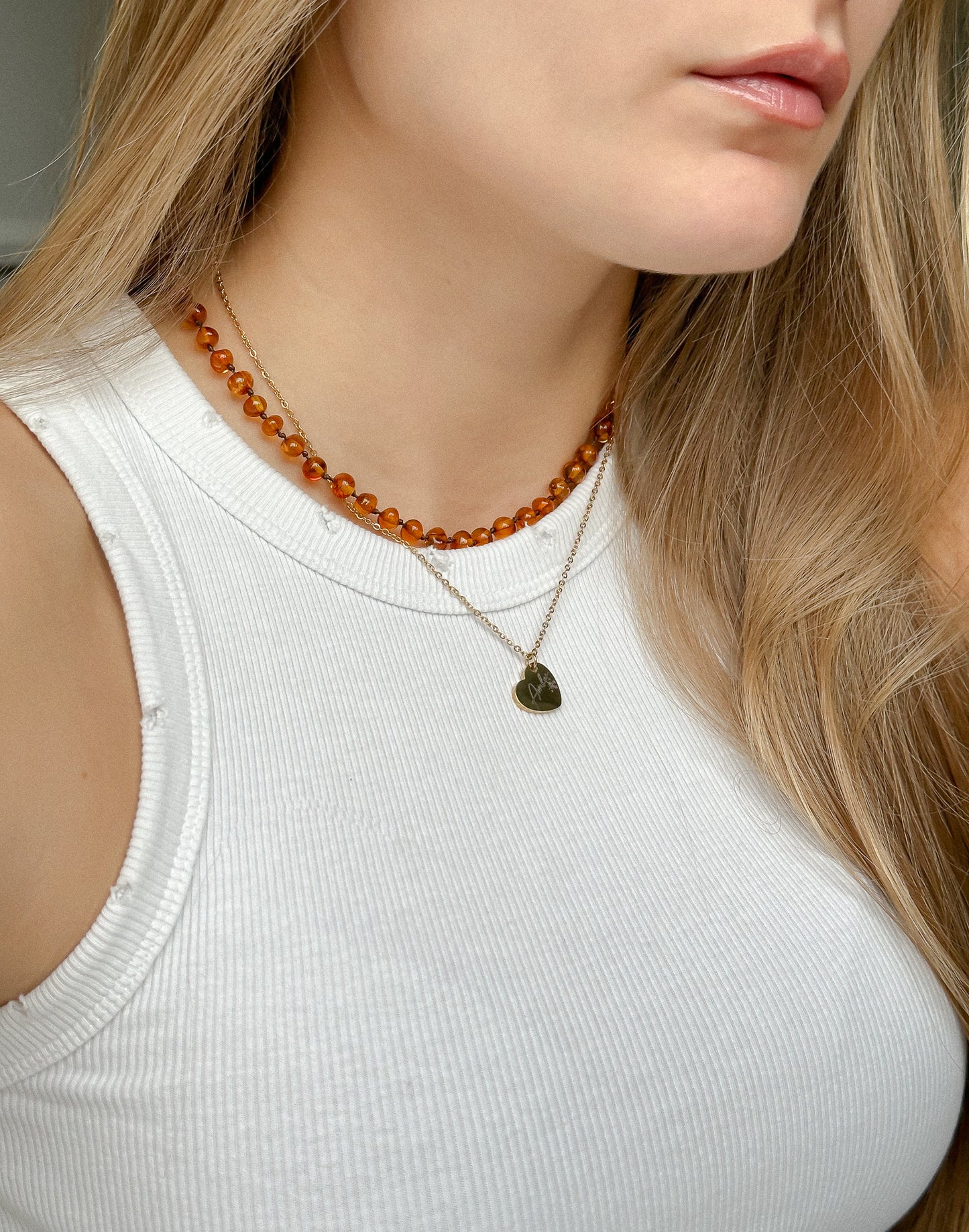 Stainless steal engraved heart necklace for women