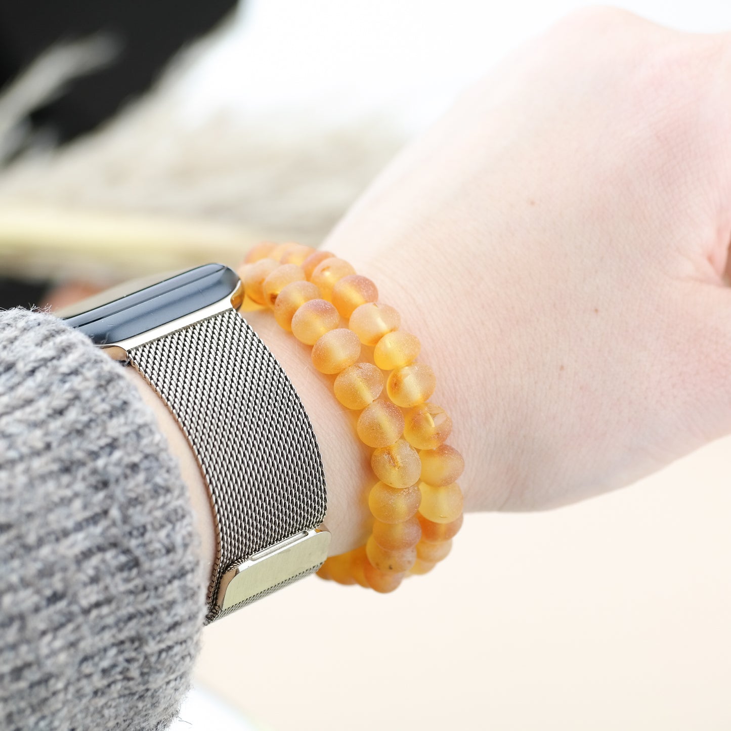 Raw honey amber bracelets for men and women