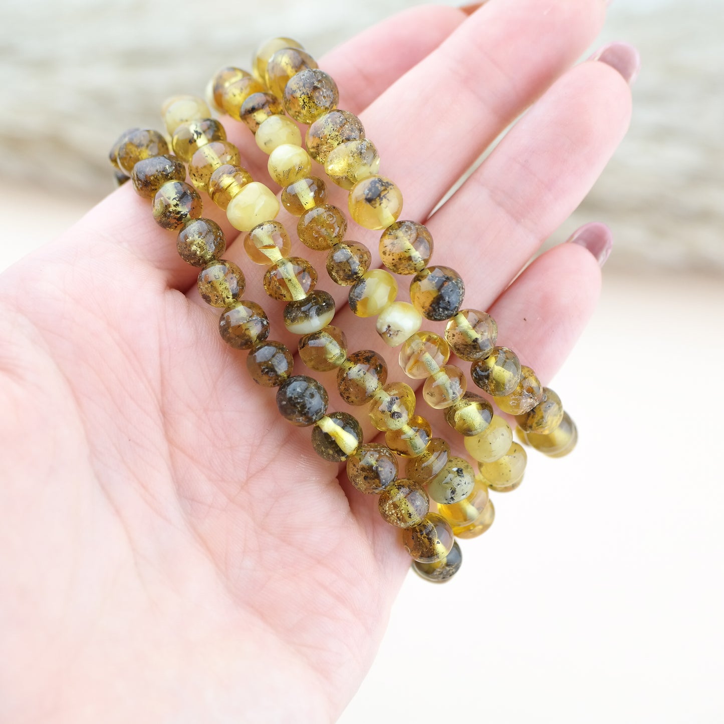 Natural green amber bracelets for men and women