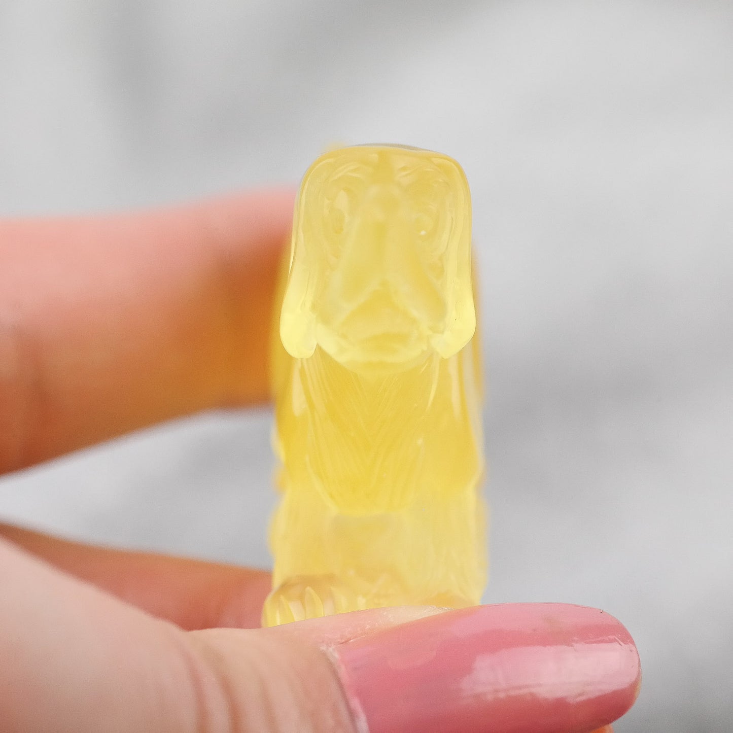 Hand carved Baltic amber figurine for dog owners