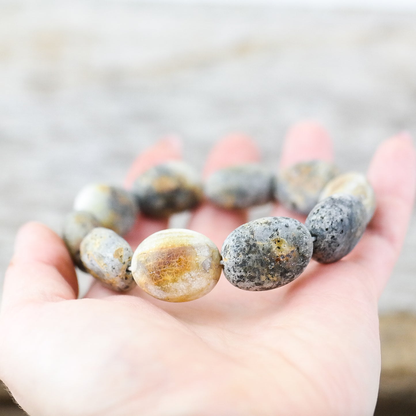Unique raw amber bracelet for women