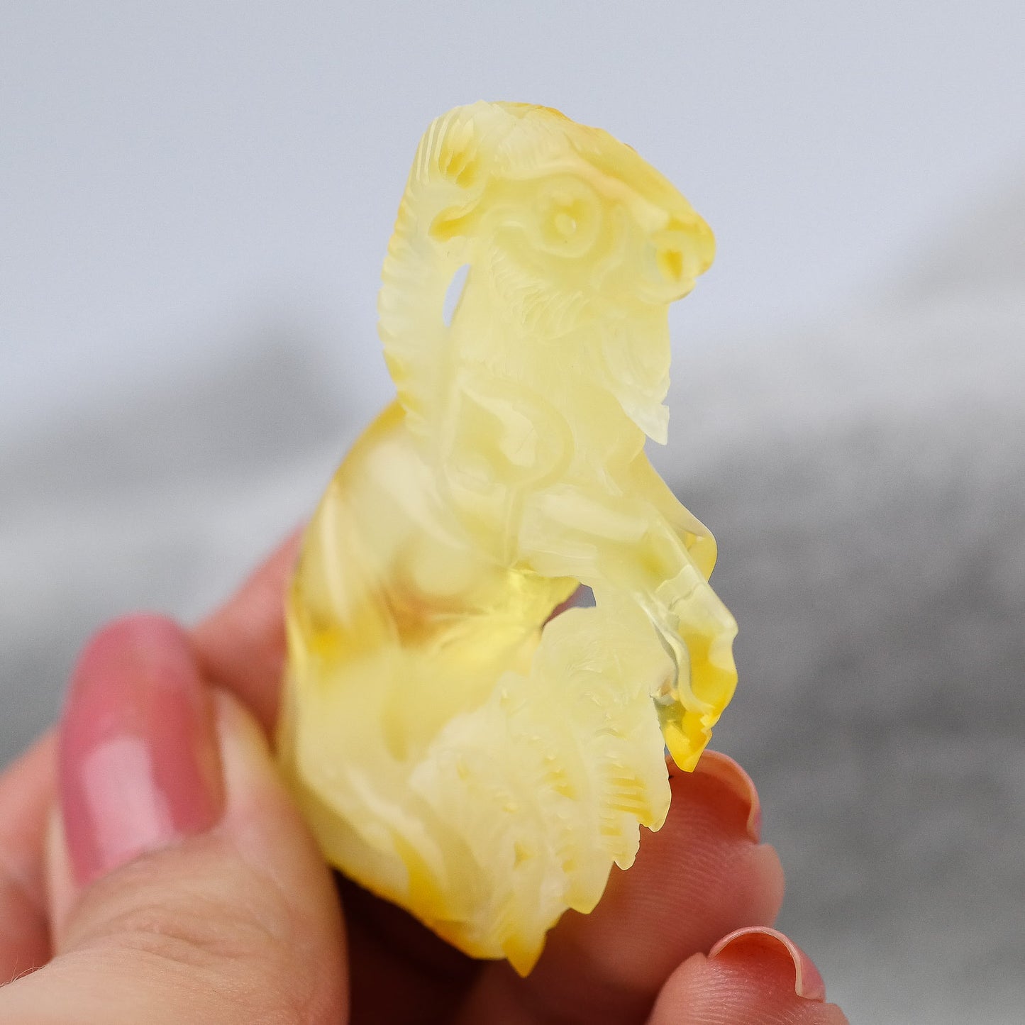 Capricorn natural amber figurine