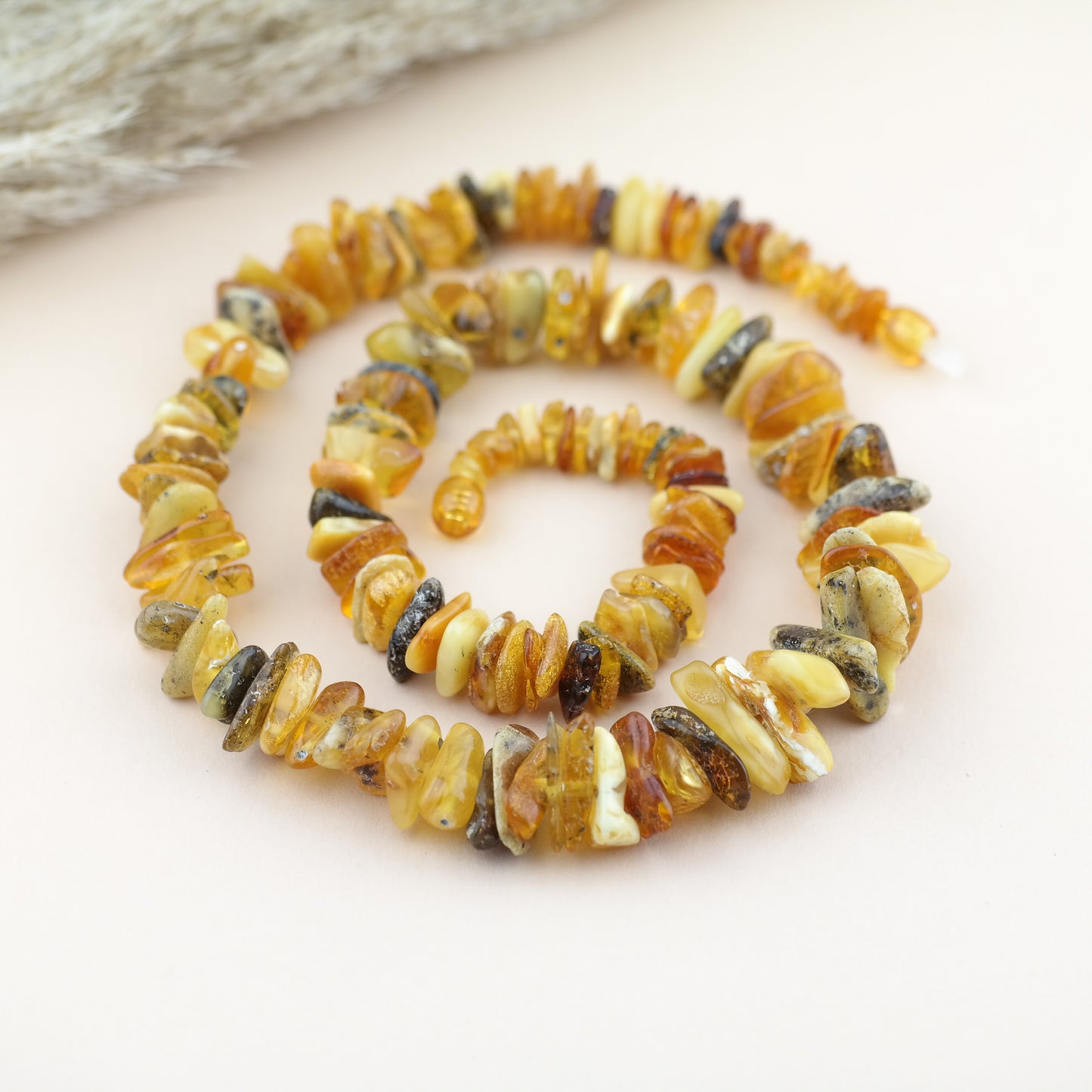 Beautiful amber necklace from chip style beads